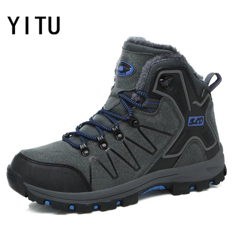 

YITU Sports Men Winter Sneakers Breathable Hiking Shoes Outdoor Mountain Climbing Sneakers For Men Big Size Mans Footwears