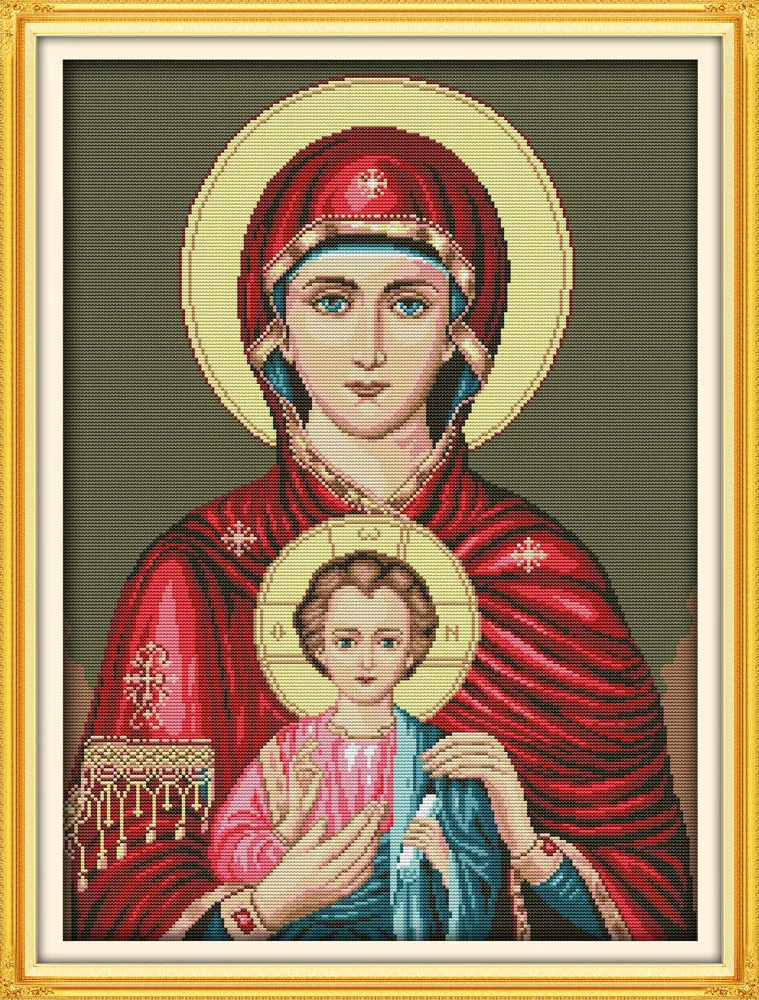 

Madonna-and-Child DMC Printed Cross Stitch Painting Patterns DIY Needlework 14CT 11CT Counted Cross Stitch Kits for Embroidery