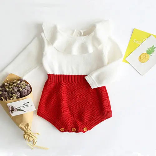 

US Stock Newborn Bodysuits Baby Girl Wool Blend Top Warm Shorts Outfits Clothes Baby Clothing