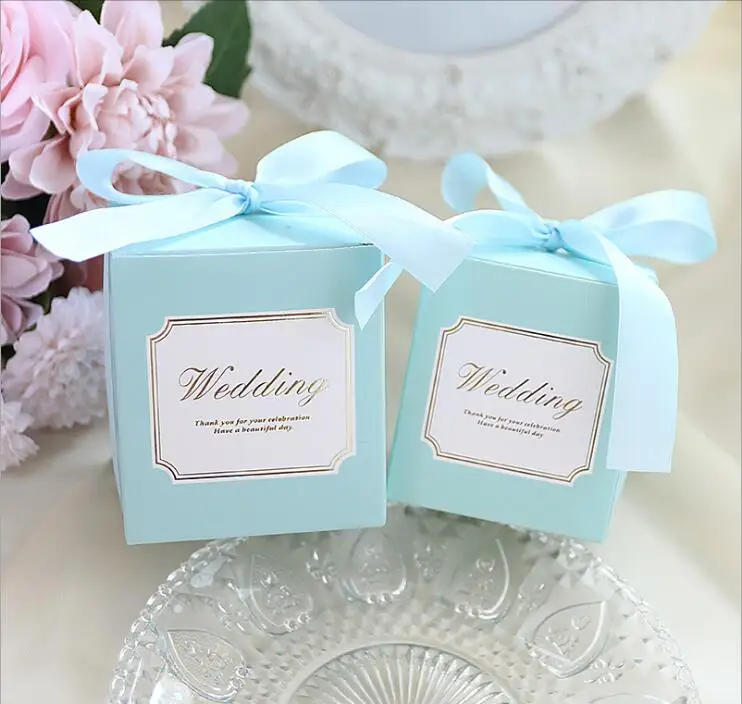European Simple Atmosphere Cube Candy Boxes Baby Shown Favors Gift Bag Wedding Party Favors Supplies Gift Packing Box  1