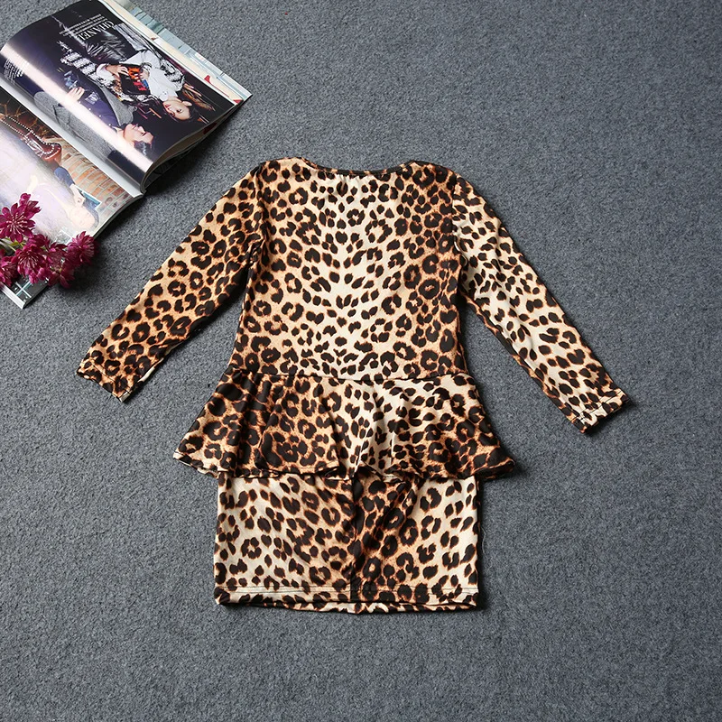 OLEKID/Коллекция года, летнее леопардовое платье с длинными рукавами для девочек Брендовое детское платье из 2 предметов для девочек Одежда для детей возрастом от 2 до 6 лет