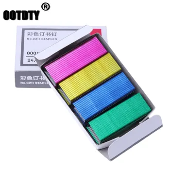 

800Pcs/Box 12mm Creative Colorful Metal Staples Office School Binding Supplies dropshipping