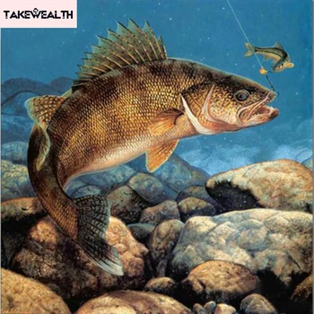 

DIY Creative home Decor Cross stitch mosaic Diamond Diamond embroidery 5D needlework Rhinestones Diamond drawing fishing z453