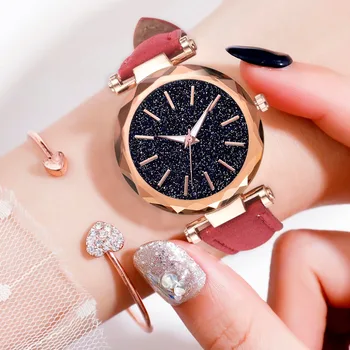 

New Starry Sky Watch Woman Rhinestone Watches Ladies Dress Rose Gold Bracelet Wristwatch Clock Relogio Feminino bayan kol saati