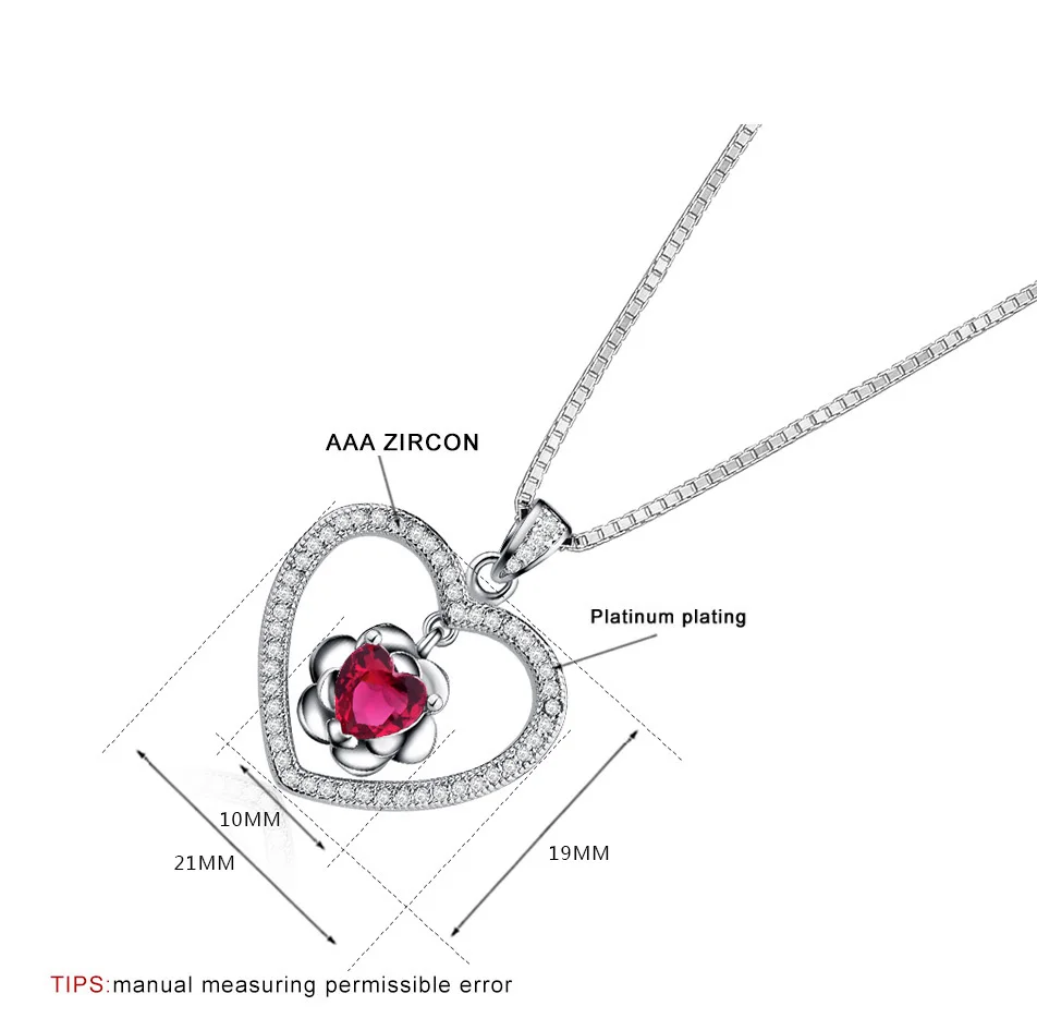 rose flower heart crystal necklaces silver 925 jewelry (7)