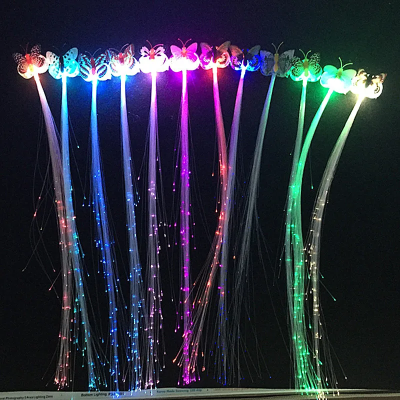 

Led Party Wedding Decoration LED Hair Clip Light-Emitting Fiber Optic Wire Hairpin Luminous Silk Braids Styling Tool 30pcs/lot