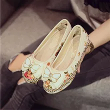 Красивая женская повседневная обувь на плоской подошве с бантом; женские лоферы на плоской подошве; zapatos mujer; Ретро этнический цветочный принт; обувь из воздухопроницаемой ткани; WO188