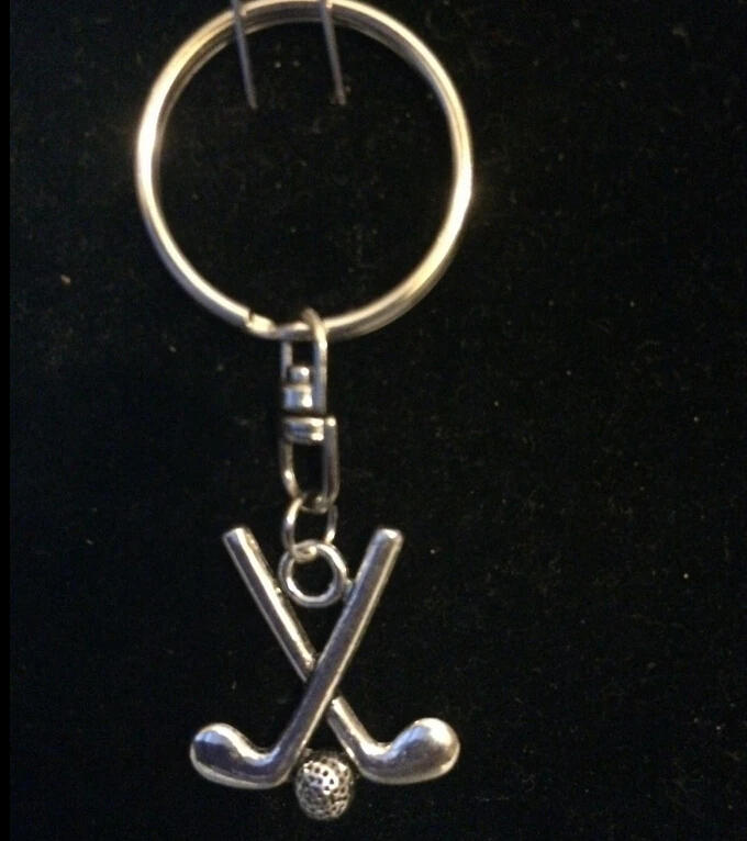 

50PCS New Fashion Jewelry Vintage Silver Field Hockey Charm Gifts Fit Key Chain Ring Key Chains Accessories Free Shipping C035
