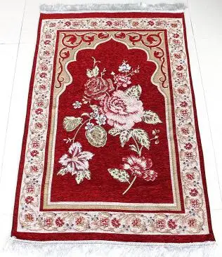 

2017 Newest Design Floral Chenille Unique Anti-skid MashaAllah Travelling Islamic Prayer Mat/Rug/Carpet Salat Musallah Muslim