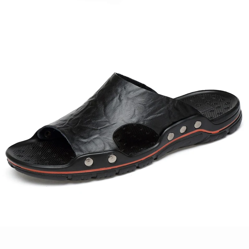 

2019 New Men Sandals Summer Slipper Outdoor Casual Shoes Man Beach Sandal Genuine Leather Flip Flops Native Shoe Plus Size 38-48