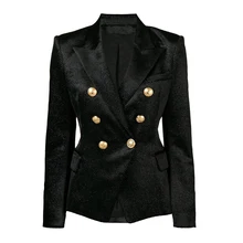 Высокое качество, новая мода, дизайнерский Блейзер, женский двубортный Серебряный вельветовый Блейзер на кнопках со львом, блестящий пиджак