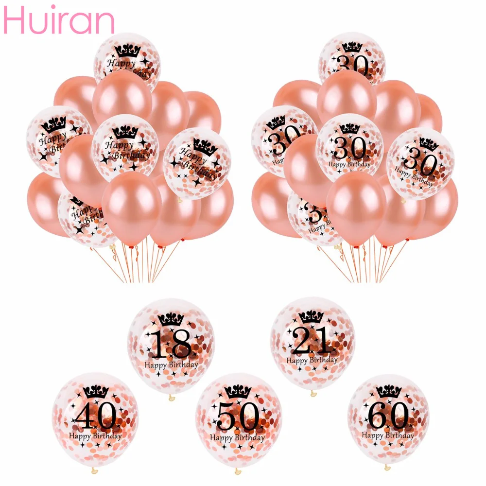 HUIRAN 15 шт. 12 дюймовые персиковые фотообои 18th 21st 30th День рождения воздушные шары