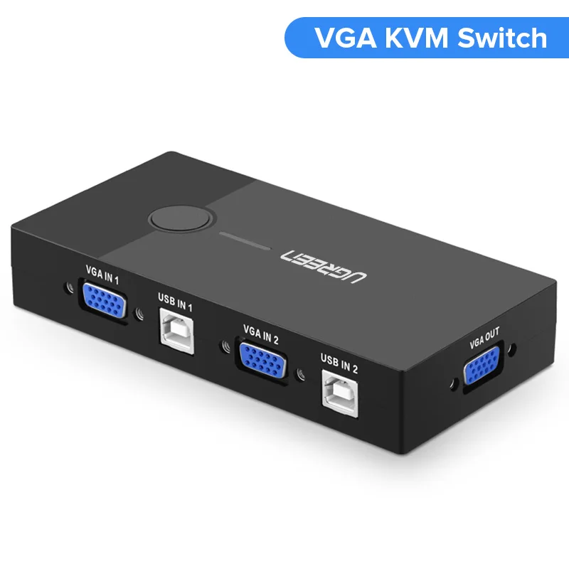 VGA KVM Switch Ugreen HDMI KVM переключатель 2 Порты и разъёмы 4K переключатель USB KVM коммутатор VGA PLC сплиттер для совместного использования принтера клавиатура Мышь KVM переключатель HDMI CGA - Цвет: VGA KVM Switch