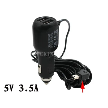

200Pcs/Lot 5V 3.5A Dual USB Car DC Power Charger Adapter Cord Mini USB Cable For GARMIN GPS Navigator