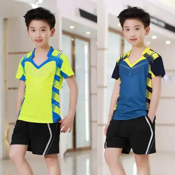 

2018 New boysTennis Shirt Sets , Boys Badminton Jersey Suit , Kids Table Tennis Clothes , tennis T Shirt + Shorts XS-3XL