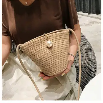 

Women Hand Woven Messenger Bag Straw Bohemia Style Beach Style Shoulder Bags