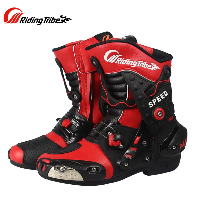 Moto rcycle Защитная Экипировка для прогулок Chopper moto rbike Botas moto queiro moto cicleta Botte Para moto Racing сапоги для верховой езды - Цвет: Красный