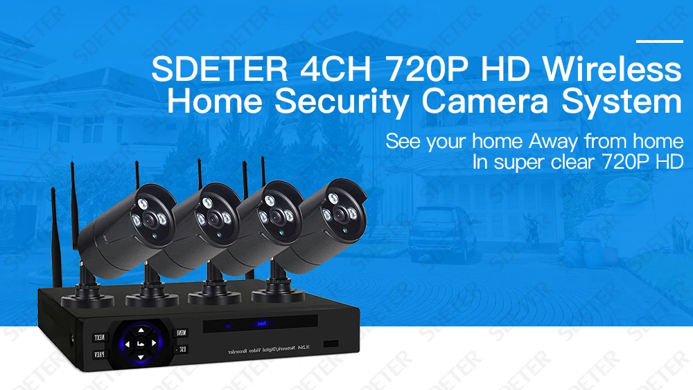 SDETER Беспроводная CCTV система безопасности 4CH 720P NVR комплект система наблюдения ИК ночного видения уличная CCTV wifi IP камера безопасности