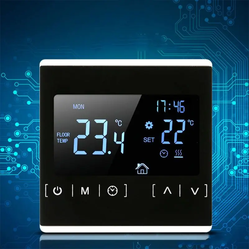 Термостат с сенсорным ЖК-экраном, электрическая система подогрева пола, терморегулятор для нагрева воды, AC85-240V регулятор температуры
