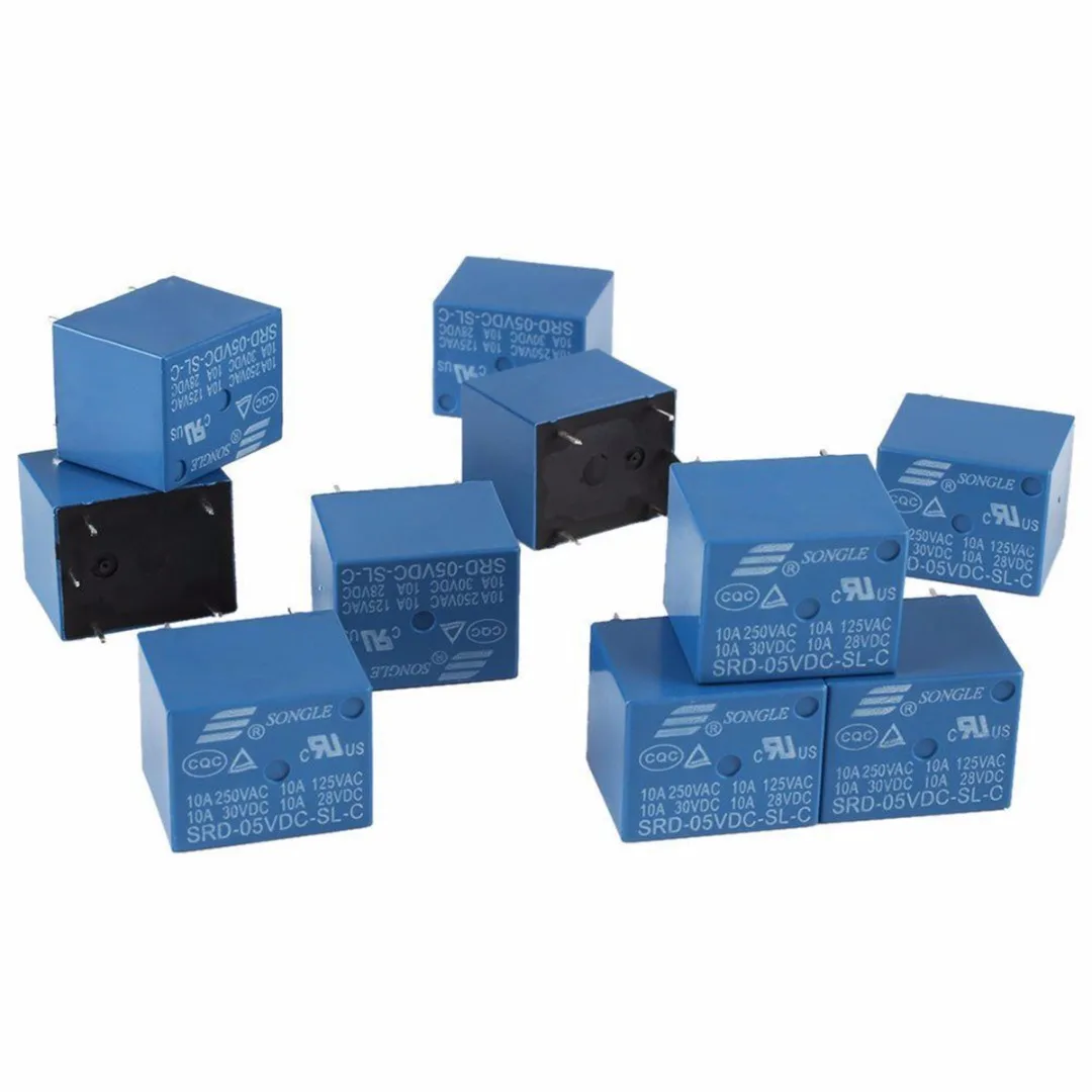 2pcs / 5pcs / 10pcs SRD-05VDC-SL-C Power Relay T73-5V DC 5V 10A 5 Pin Mayitr Durable Relays Electrical Supplies