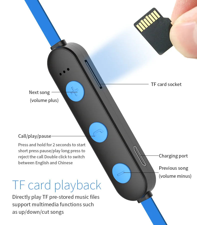 Bluetooth наушники TF карта наушники Беспроводные спортивные наушники для IPhone X 7 8 Plus samsung Huwei P20 Xiaomi смартфон