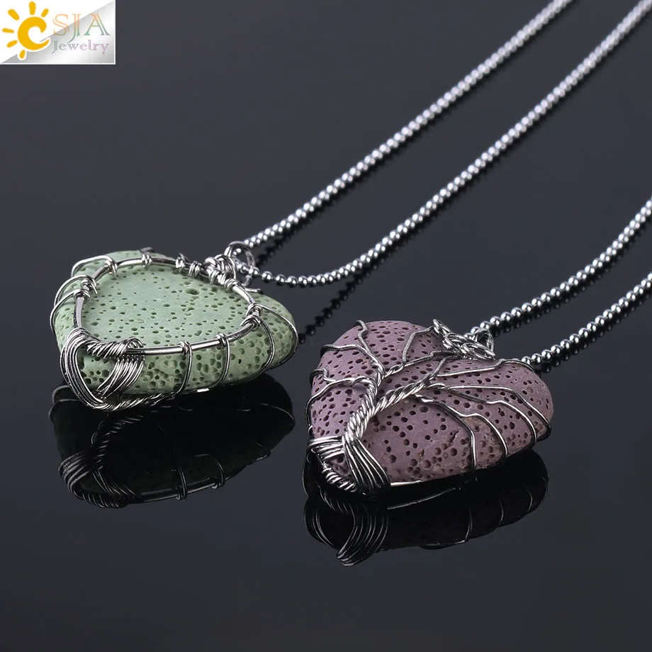 Buy CSJA Natural Lava Stone Necklace 