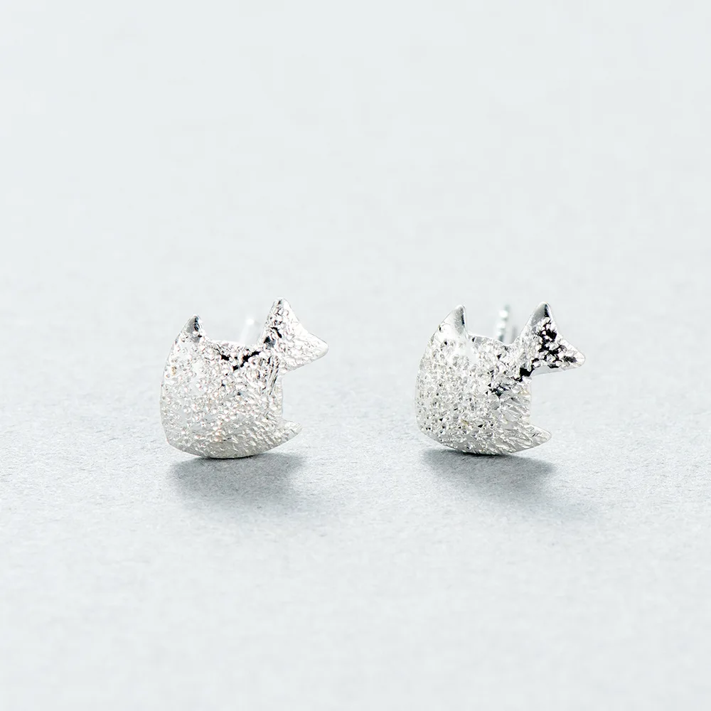 dull polish fish earrings 100% 925 Sterling silver Jewelry fashion Hypoallergenic Stud earrings for women girl gift