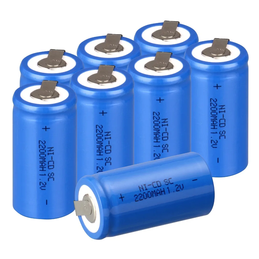 

High quality ! 9 PCS Sub C SC battery rechargeable battery 1.2V 2200mAh Ni-Cd Ni-Cd Battery Blue Batteries -4.25*2.2cm
