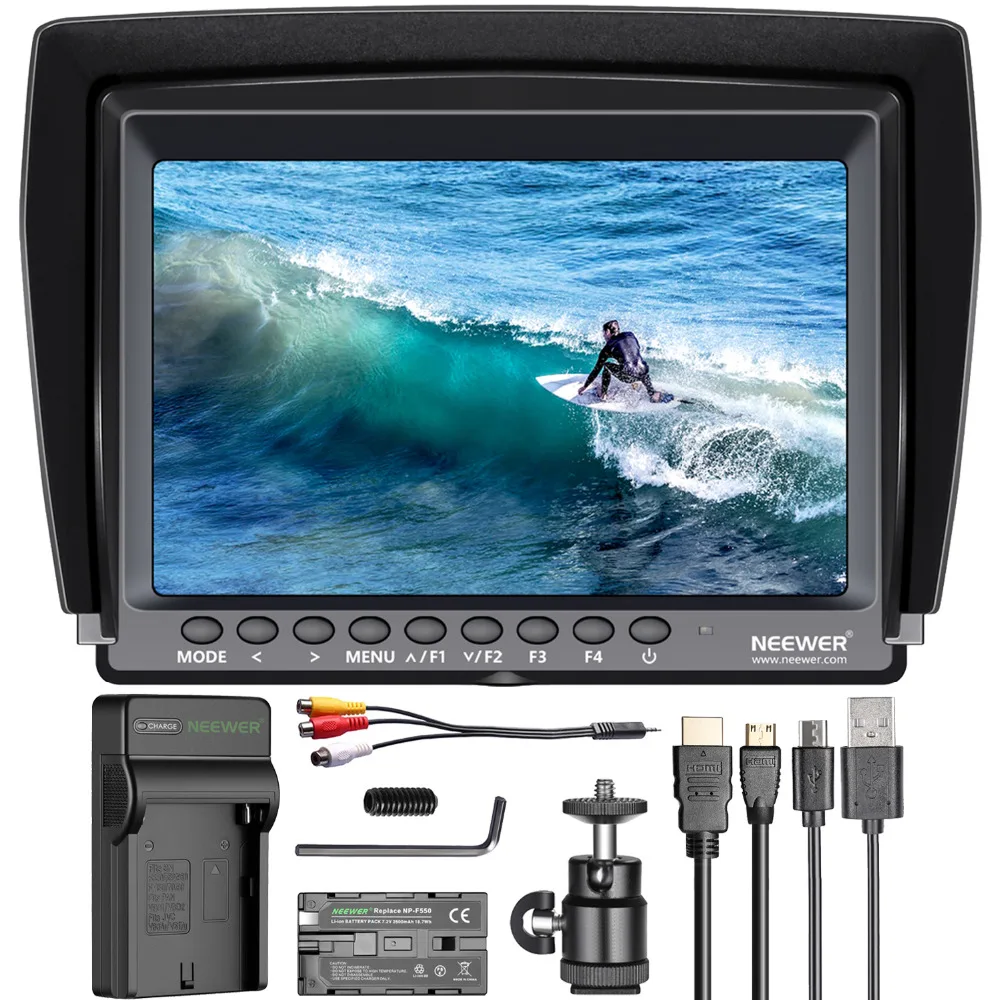 Neewer F100 комплект с 7 дюймовым ips экраном 1280x800 камера для полевого монитора: Поддержка 4k входного сигнала