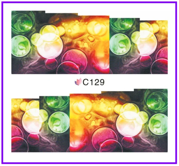 Искусство ногтей Красота вода наклейка слайдер ногтей стикер абстрактный узор камуфляж ткань неоновый светильник цвета радуги C124-131 - Цвет: C129