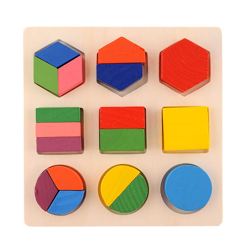 Baby Intellectual Geometry Toy Montessori Early Educational Building Block Wooden Shape Interesting Gift Age 3+ baby-building-blocks