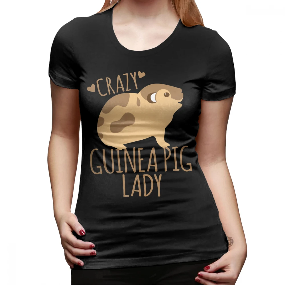 Футболка с морской Свинкой, женская футболка с сумасшедшей морской Свинкой, простая серая женская футболка, повседневная женская футболка с круглым вырезом и коротким рукавом - Цвет: Черный