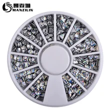 Новые 3D Советы для дизайна ногтей лазерные серебряные блестки квадратные круглые Блестки для ногтей блестящие стразы для самостоятельного украшения ногтей