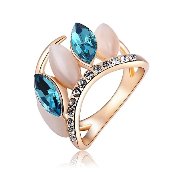Best Quality Fashion Jewelry Blue Austria Crystal Opal Rings Best Quality Fashion Jewelry Blue Austria Crystal Opal Rings Iotteria Cristallo Wide Tail Ring