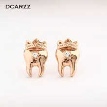 Серьги-гвоздики с кристаллами в виде короны и зубов, медицинские украшения для медсестры/доктора/стоматологического студента, ювелирные изделия, подарок для молочных зубов