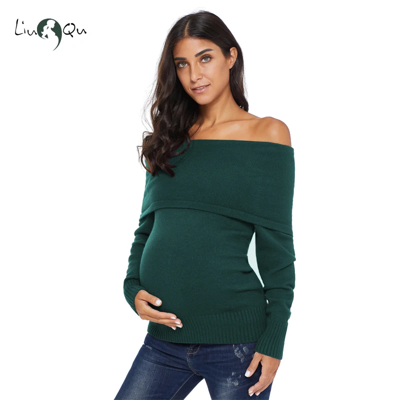 Вязаные пуловеры для беременных, свитер с открытыми плечами и вырезом-лодочкой, свитер для беременных женщин, зимняя одежда для беременных, свитер
