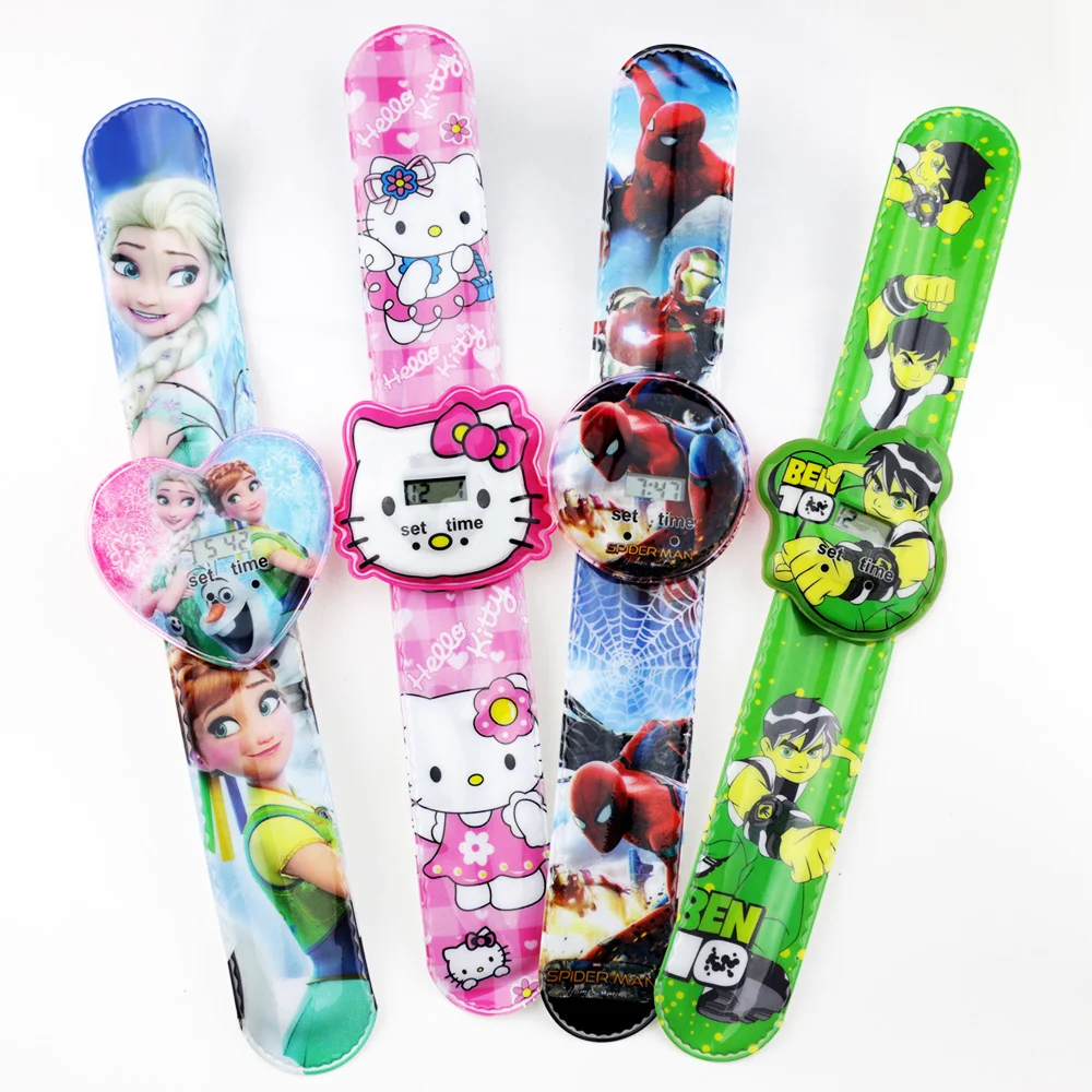 

Kitty Children's Watch Cartoon Ben 10 Spider-man Princess Digital Watch Kids Toy Patted Watch Birthday Gift Electronic Clock