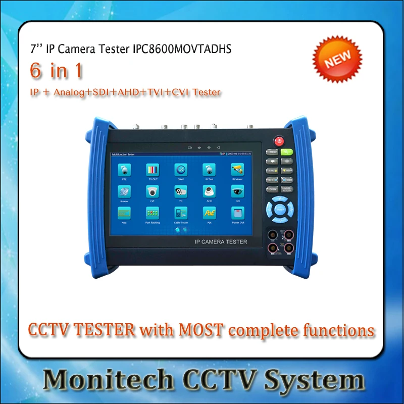 Multi-functional IPC-8600MOVTADHS 7'' touch Screen IP IPC Analog TVI CVI AHD SDI Camera Tester CCTV Security Test Monitor