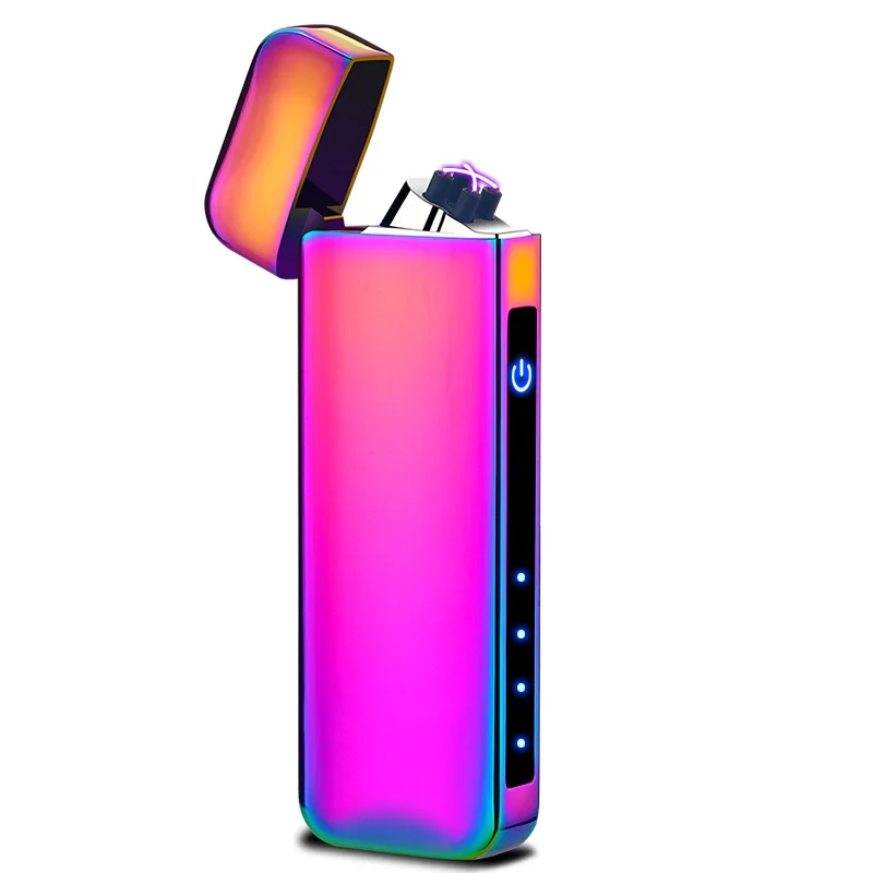 Сигарная трубка, Электронная зажигалка с отпечатком пальца, USB перезаряжаемая зажигалка, плазменная дуга, турбо металлическая зажигалка для мужчин, новинка, подарок - Цвет: Colorful