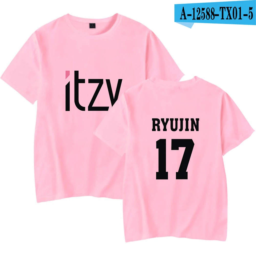 Rholycrown ITZY футболка s для мужчин/женщин футболка с принтом ITZY LIA 21 популярная футболка летние черные футболки с коротким рукавом Одежда - Цвет: pink
