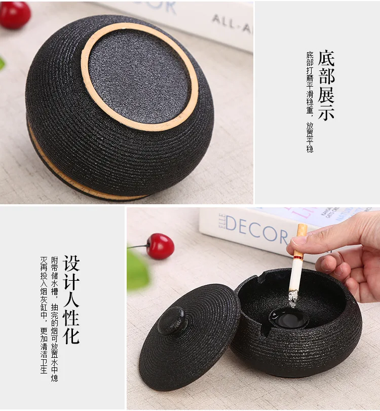 Decorative Oriental Ashtray Smokeless, Large Ceramic Body in 9 Colors