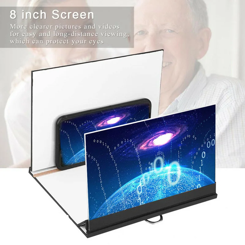 Folding Mobile Phone Screen Magnifier 3D Movie Video Magnifying Glass Eye Protector Multi-function Smart-phone Bracket