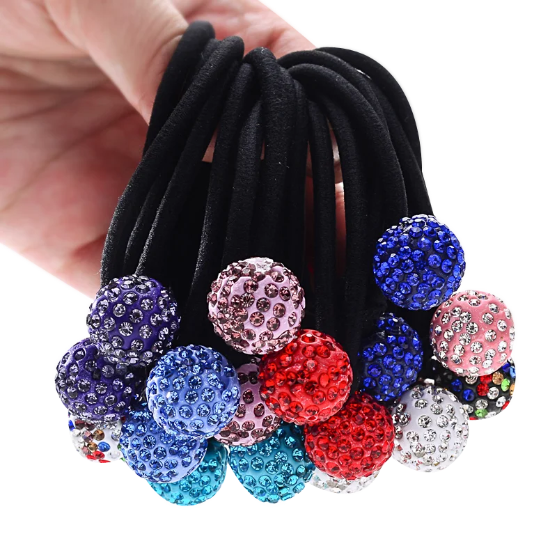 1 PCS Full Rhinestone Ball Hair Rubber Band Head Bright Shinning Simple