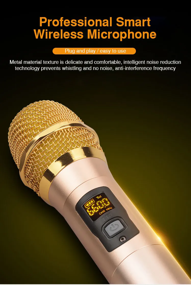 Handheld UHF Wireless Microphone 1 way Metal Karaoke Microphone mic studio microphone for computer PC camera with Receiver (5)