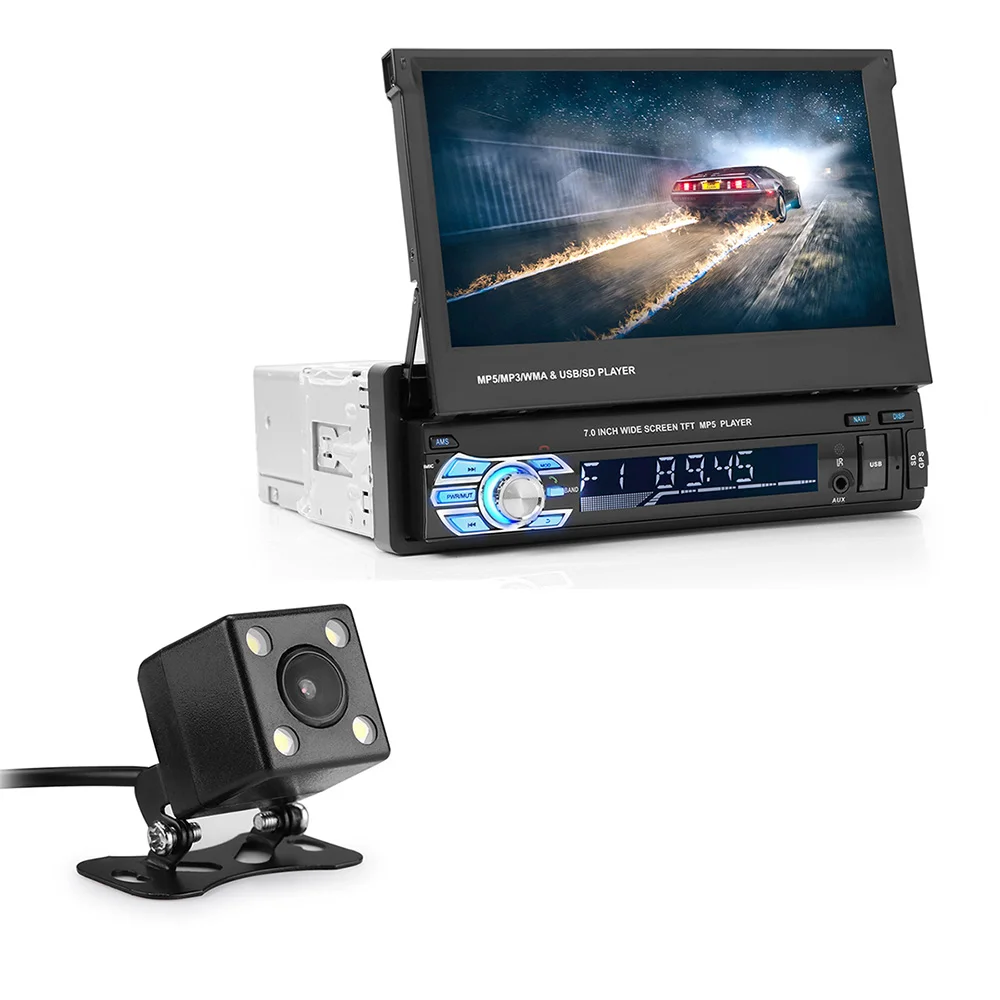 Выдвижной GPS Bluetooth навигация автомобильный MP5 плеер сенсорный экран Поддержка