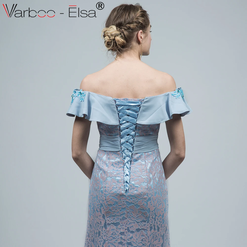 VARBOO_ELSA, винтажное вечернее платье с оборками,, сексуальное длинное платье для выпускного вечера с вырезом лодочкой, элегантное кружевное вечернее платье, vestido de festa