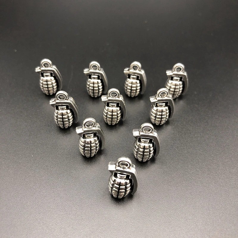 

10pcs Handmade Pendant Accessories Silver Police Mini Creative Grenade Model Wholesale