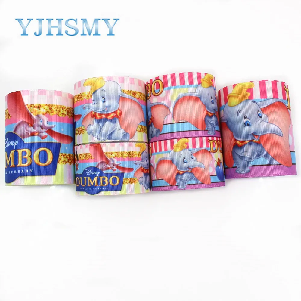 

YJHSMY I-19419-1036,5yards (1-1/2",2",3") Cartoon elephant grosgrain Ribbons,bow cap accessories and DIY handmade decorations