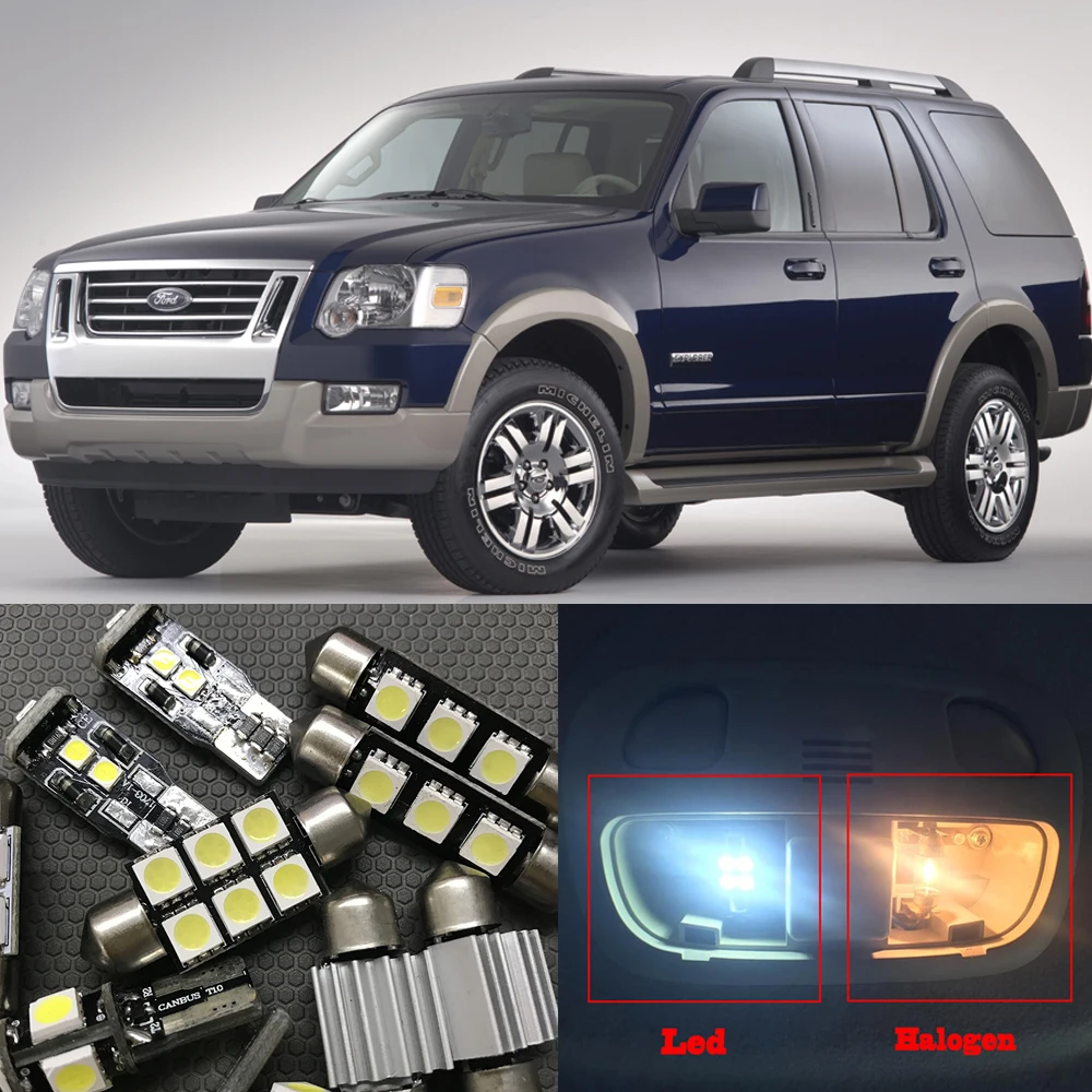 10pcs White Bulbs Led Light Interior Package Kit For Ford Explorer