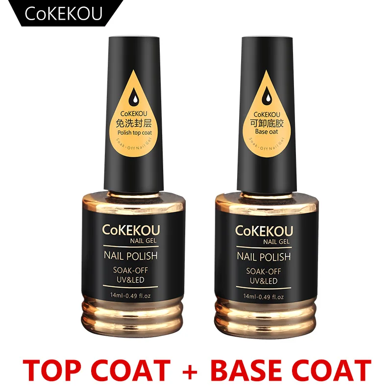  CoKEKOU New Nail Gel Polish Soak Off UV Tempering Top Coat + Base Coat Gel Matte top Polish Long-la